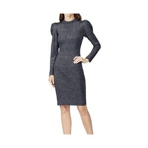 SACHIN &‎ BABI Amelie Metallic Navy Blue Knit Long Sleeve Dress SIZE SMALL